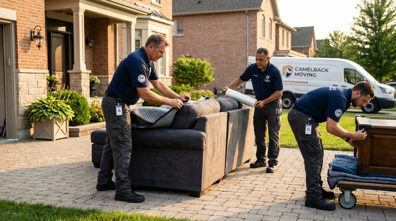 Large estate moving crew wrapping furniture in Farmington, UT
